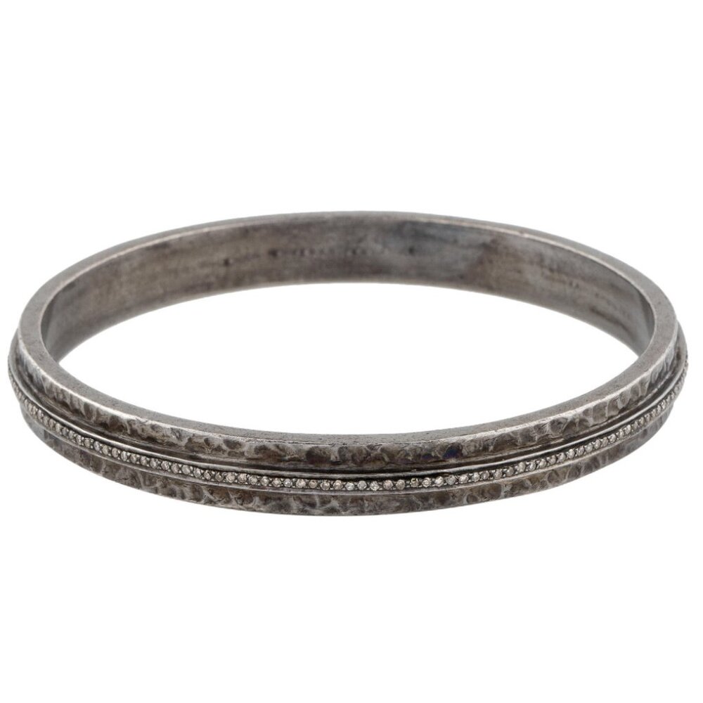 SHERYL LOWE 1.05CTW DIAMOND STERLING SILVER BANGLE BRACELET